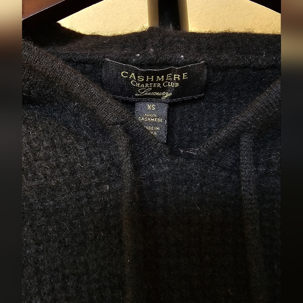 Charter Club Cashmere Luxury Waffle Knit Hooded Sweater - Picture 3 of 5